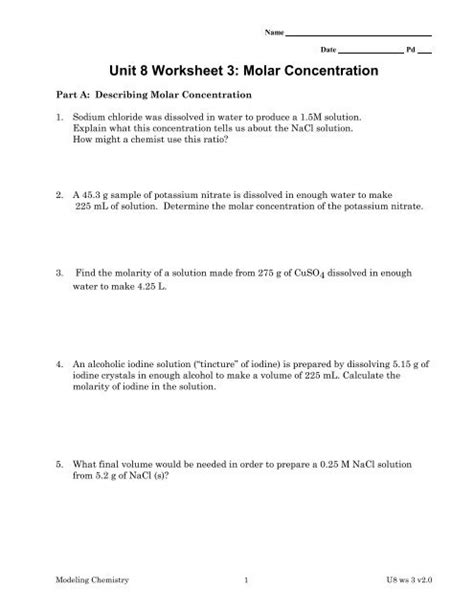 unit 8 3 molar concentration answer key