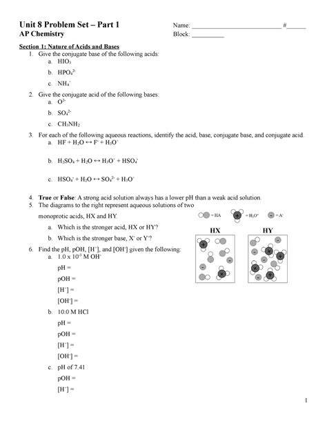 Unit 8 Problem Set 1 Mole Relationships