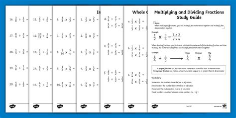 Unit Eight Study Guide Multiplying Fractions