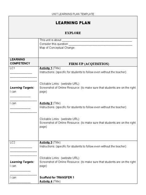 Unit Learning Plan