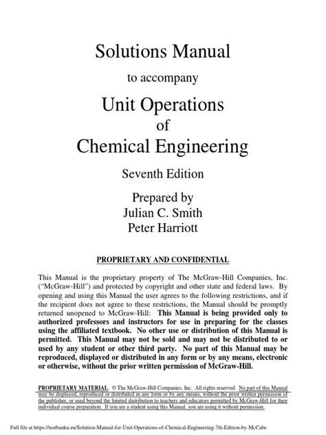 Unit Operations Solution