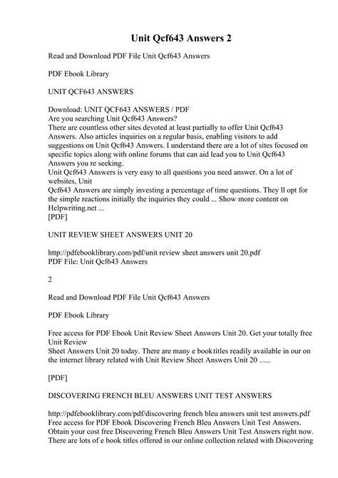 Unit Qcf643 Answers