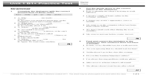 Read Unit 1 B1 Practice Test Teacher Sergio Learning Spot 