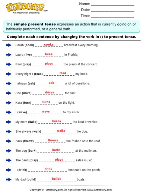 Full Download Unit 1 Present Tenses 1 Complete The Sentences With The 
