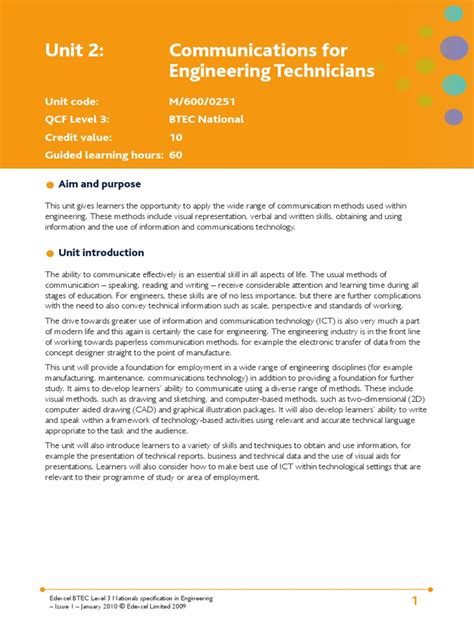 Read Online Unit 2 Communications For Engineering Technicians 