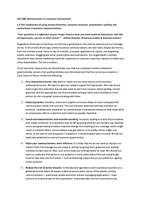 Full Download Unit 301 Communicate In A Business Environment 