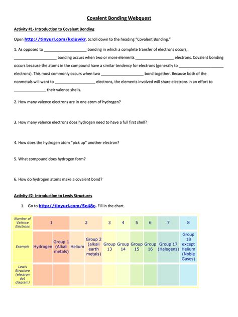 Download Unit 4 Covalent Bonding Webquest Answers Macbus 
