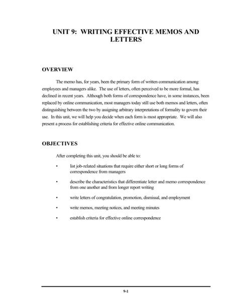 Full Download Unit 9 Writing Effective Memos And Letters 