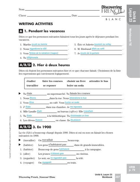 Download Unite 7 Lecon 23 French Workbook Answers 