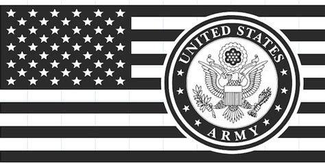 United States Military Flags In Black And White