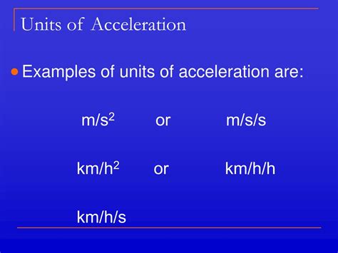 Units Of Acceleration