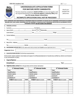 University Of Malawi Application Forms