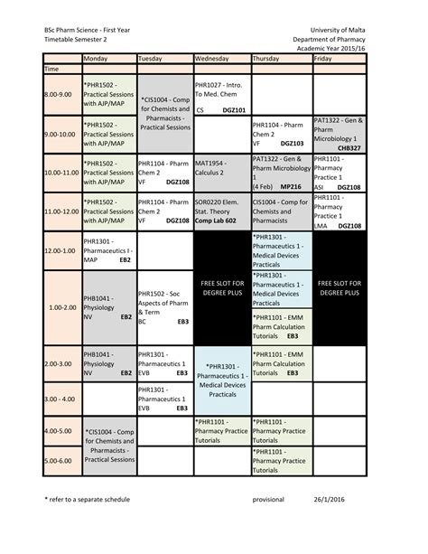 University Of Malta Timetable