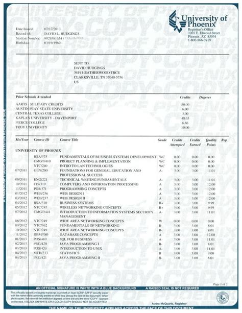 University Of Phoenix Transcripts