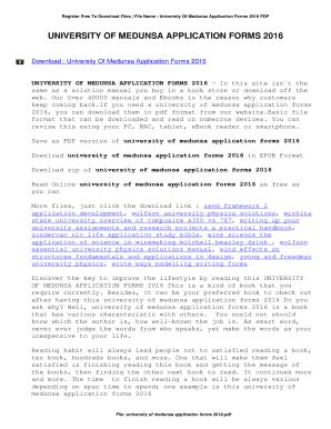 Full Download University Of Medunsa Application Forms 2016 