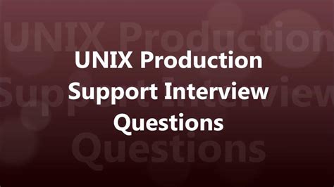 Unix Production Support Interview Question