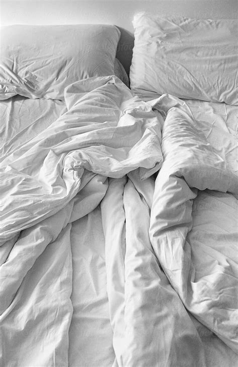 Unmade Bed Black And White
