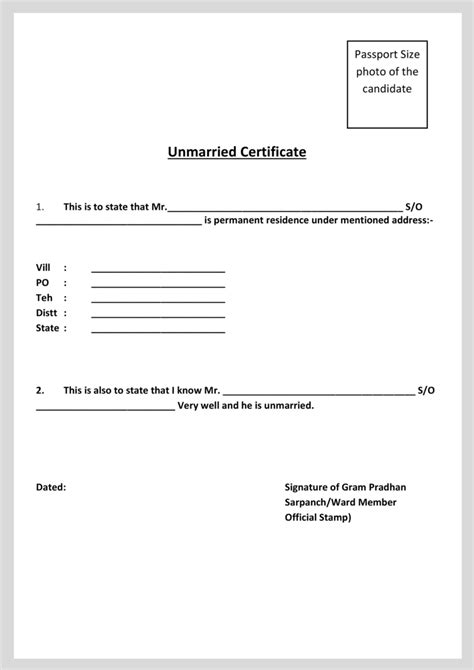 Unmarried Certificate Format