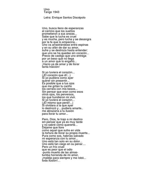 Uno Tango Letra