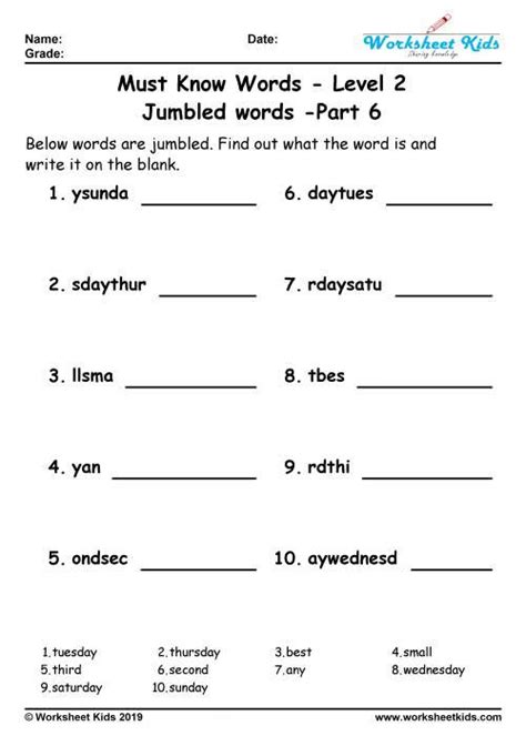 Unscramble The Jumbled Words Tags Your Home Teacher Grade Nine Word Unscramble Worksheet - Grade Nine Word Unscramble Worksheet