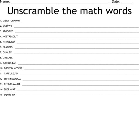 Unscramble The Math Words Wordmint Math Unscrambler - Math Unscrambler