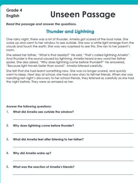 Unseen Passage For Class 5 In English