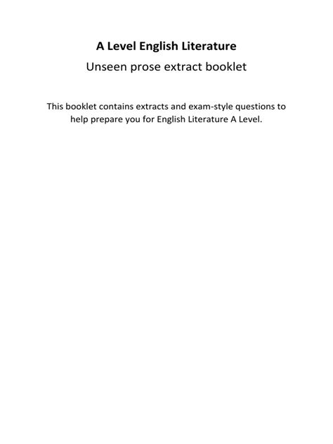 Read Unseen Prose Extracts Edexcel 