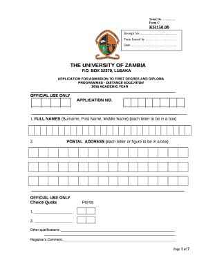 Unza Application Forms For 2015 Academic Year