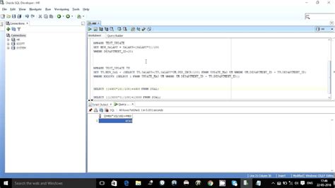 update query in sql developer