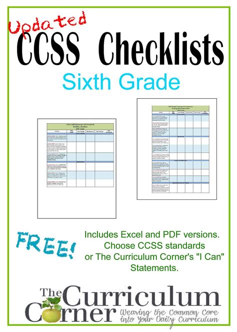 Updated 6th Grade Ccss And I Can Checklists 5th Grade Math Standards Checklist - 5th Grade Math Standards Checklist