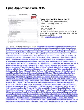 Read Online Upng Application Form 