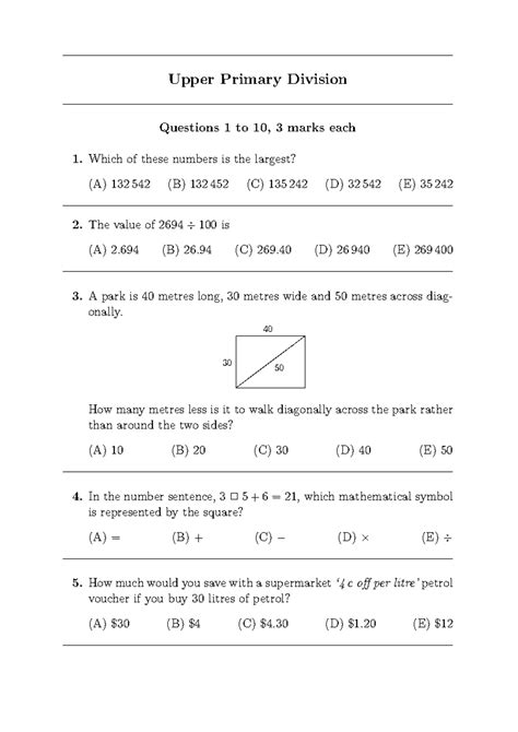 Full Download Upper Primary Division Past Exams Maths Papers 