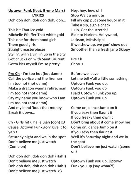 Uptown Funk Letra