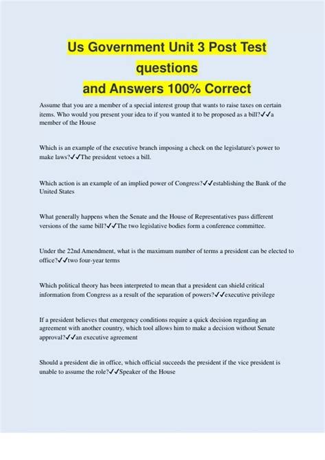 Us Government Unit 3 Answer Key