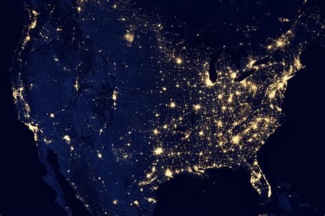 Us Map Of Lights At Night