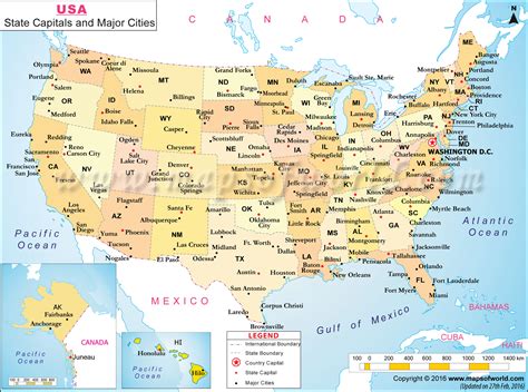 us map with main cities