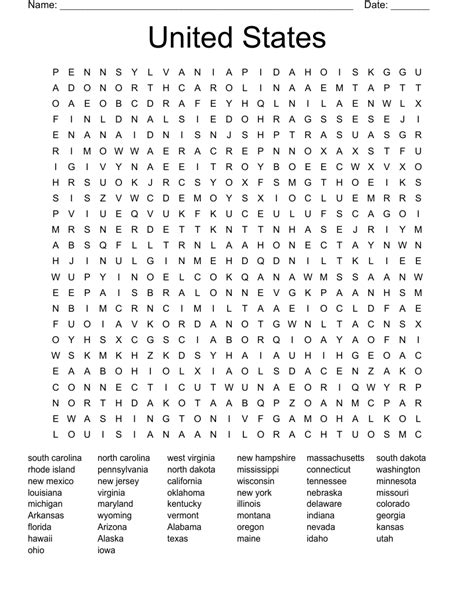 Us States Word Search Play Online Print Find The States Word Search - Find The States Word Search