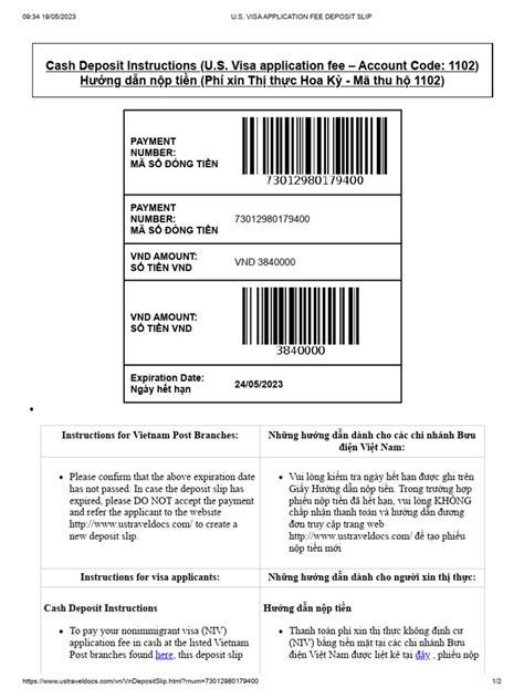 us visa fee deposit slip