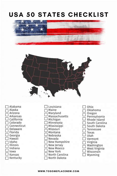 Usa Bucket List 50 States Checklist Free Printable Printable 50 State Checklist - Printable 50 State Checklist
