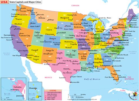 usa map main cities
