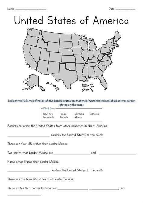 Usa Map Worksheet   Usa Worksheet - Usa Map Worksheet