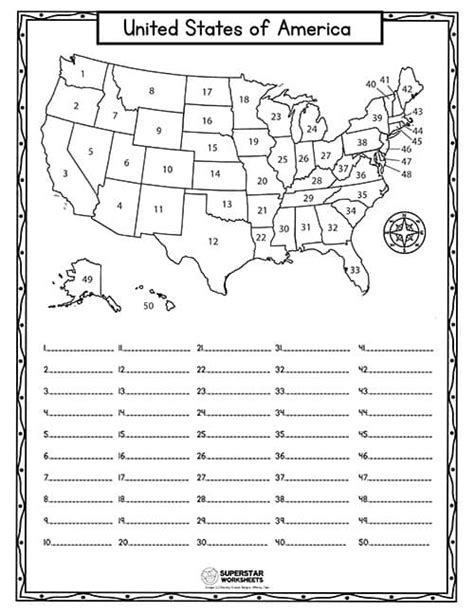 Usa Map Worksheets Superstar Worksheets 50 States Map Worksheet - 50 States Map Worksheet