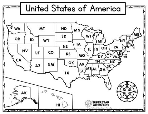 Usa Map Worksheets Superstar Worksheets The U S 50 States Map Worksheet - 50 States Map Worksheet