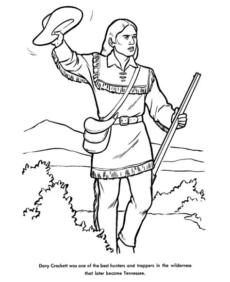 Usa Printables Davy Crocket Coloring Pages Famous Americans Davy Crockett Coloring Page - Davy Crockett Coloring Page