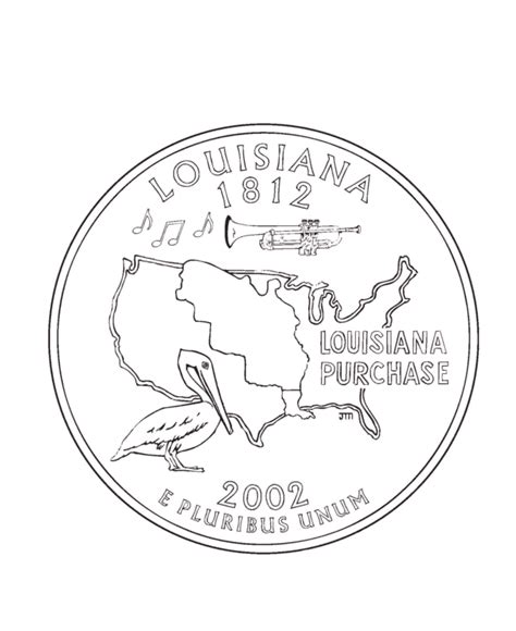 Usa Printables Louisiana State Quarter Us States Coloring Louisiana Purchase Coloring Page - Louisiana Purchase Coloring Page