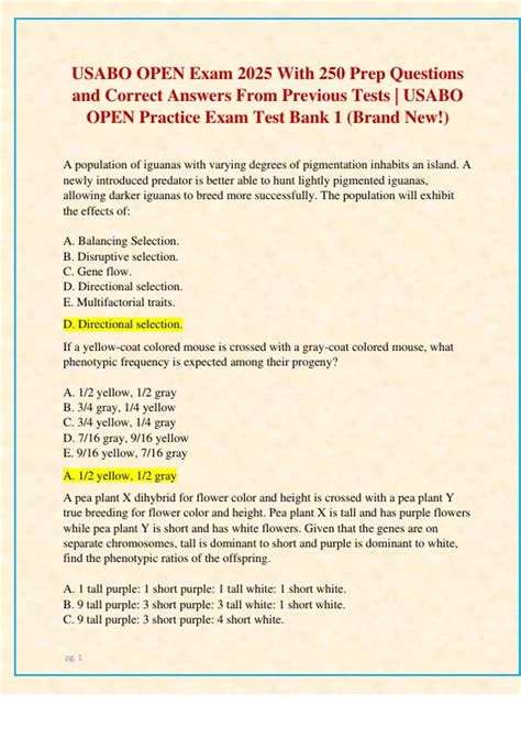 Usabo Practice Test