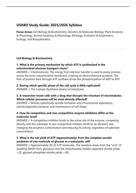 Usabo Study Guide