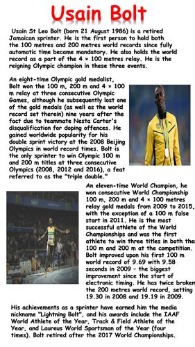 usain bolt biography tes