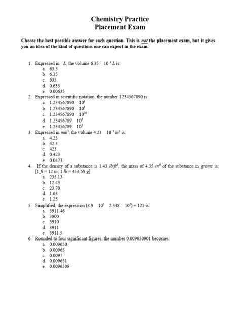 Usc Chem Placement Test