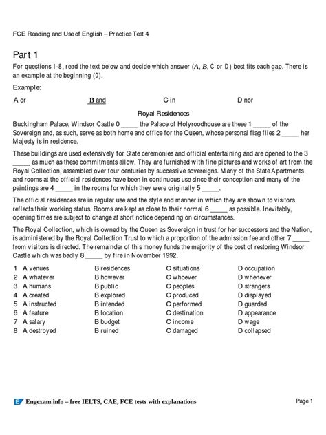 Use Of English Fce Practice